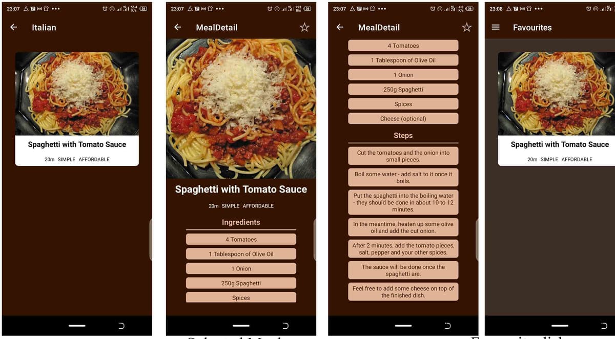 Screenshot of Recipe Book Mobile App
